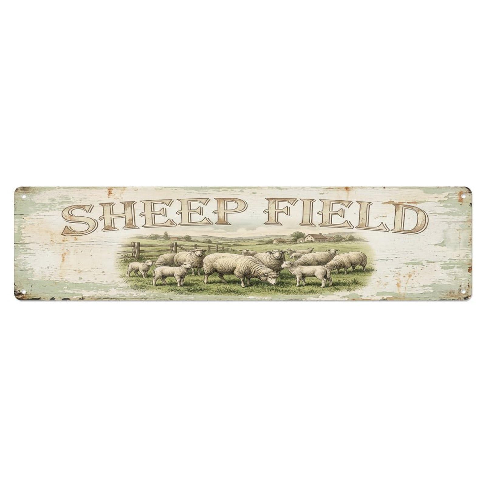 Vintage Field Baa Sheep Farmhouse Funny Sheep Backyard Farm Metal Tin Sign Plaque Wall Decor for Cafe, Club, Garden Metal Poster 4x16Inch