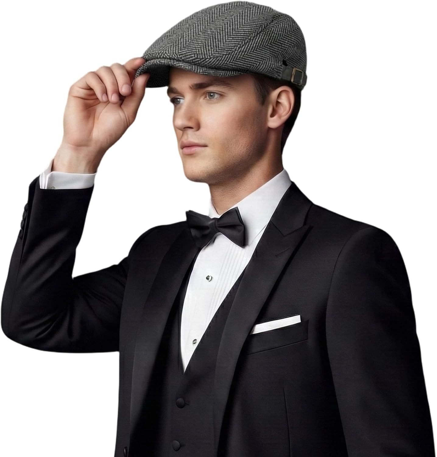 Mens Newsboy Ivy Cap Cotton Classic Herringbone Tweed Flat Hat Adjustable Beret Hats Irish Gatsby Cabbie Driving Cap
