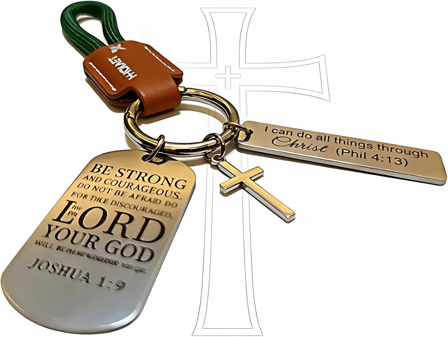 christian gifts for men keychains cross keychain for women lanyard joshua1 9 bible religious jesus key ring - Image 6