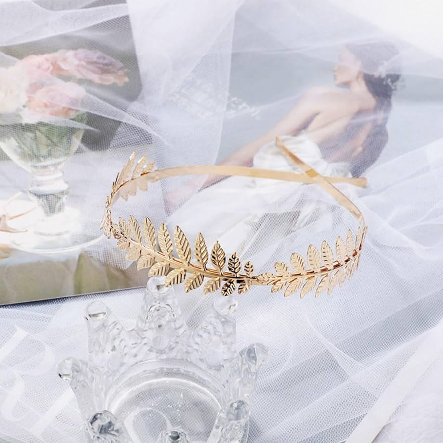 Corona Da Dea In Foglia D'oro | Fascia Per Capelli Elegante | Per Matrimoni, Feste E Eventi Speciali