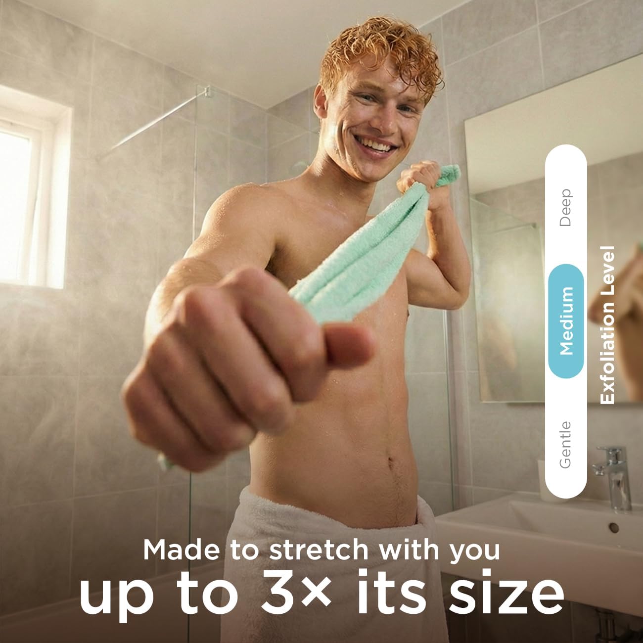 Love Being Scrubbed Exfoliating Flexi Cloths, Stretchy Back Scrubber for Shower & Bath, Exfoliating Body Scrubber for Smooth Skin, Body Scrubber for Men & Women (2 Count, Assorted Colors) - Image 2