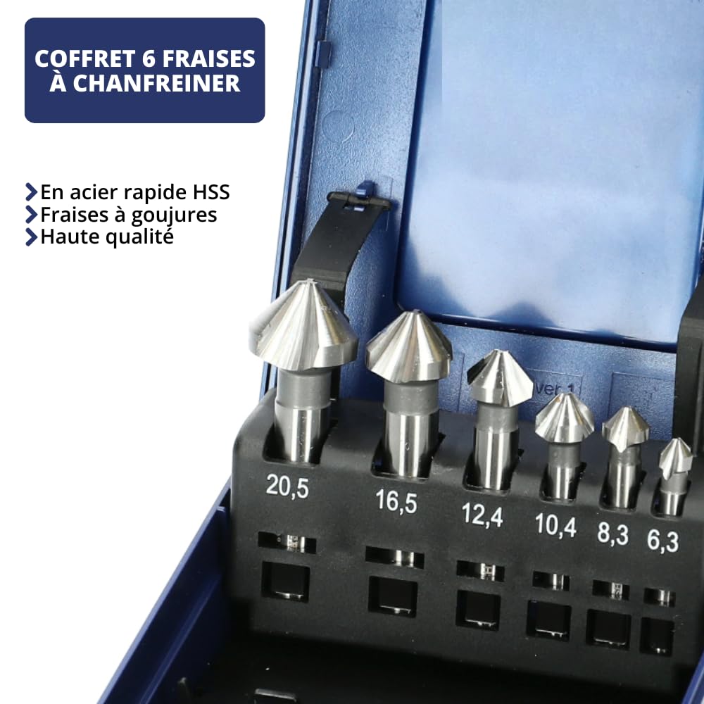 Coffret de 6 fraises à chanfreiner HSS - HANGER - 154901