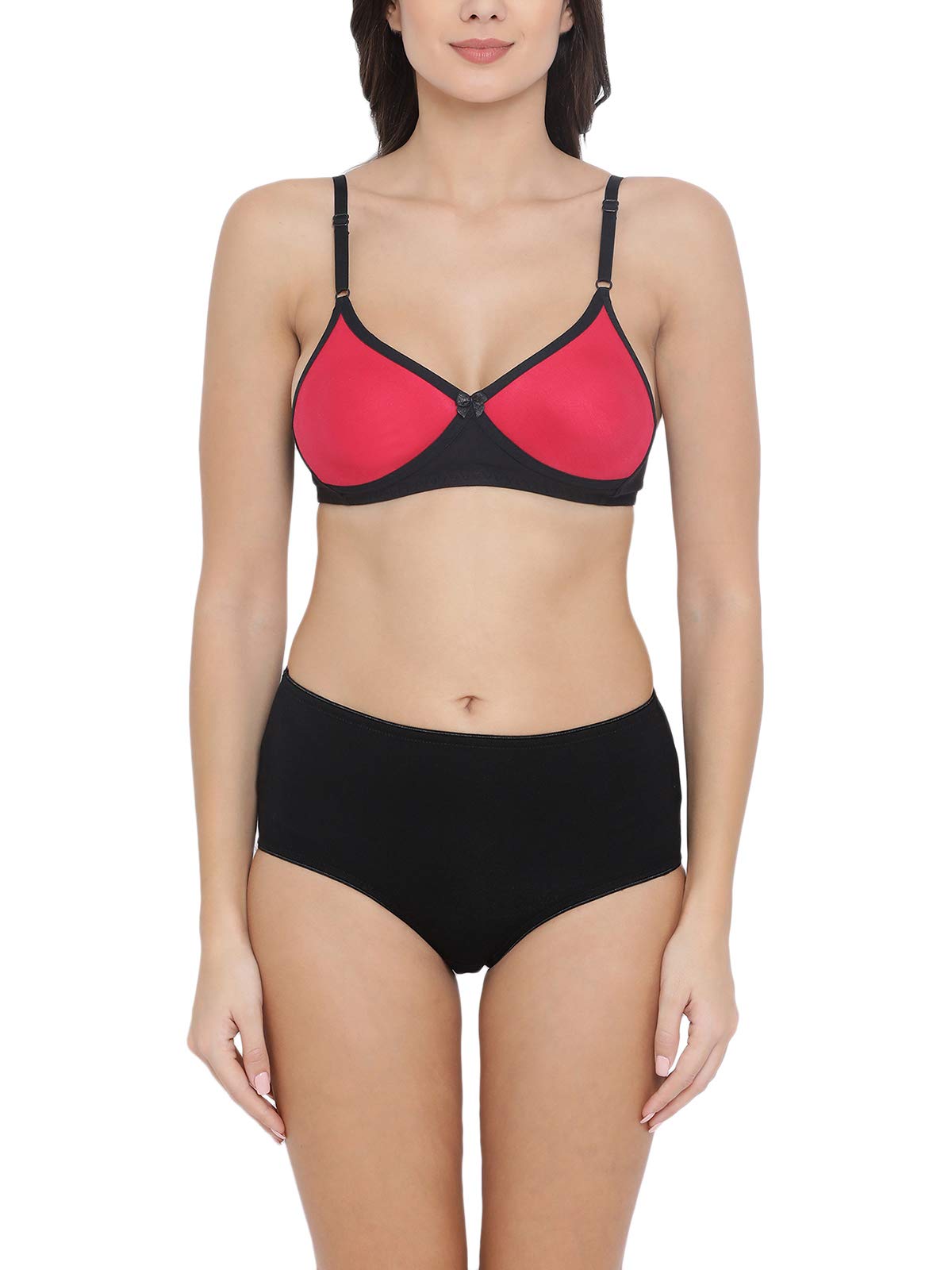 clovia Women's Cotton Rich T-Shirt Bra With Cross-Over Moulded Cups & Full-Coverage Bra And Hipster Set-picture-38