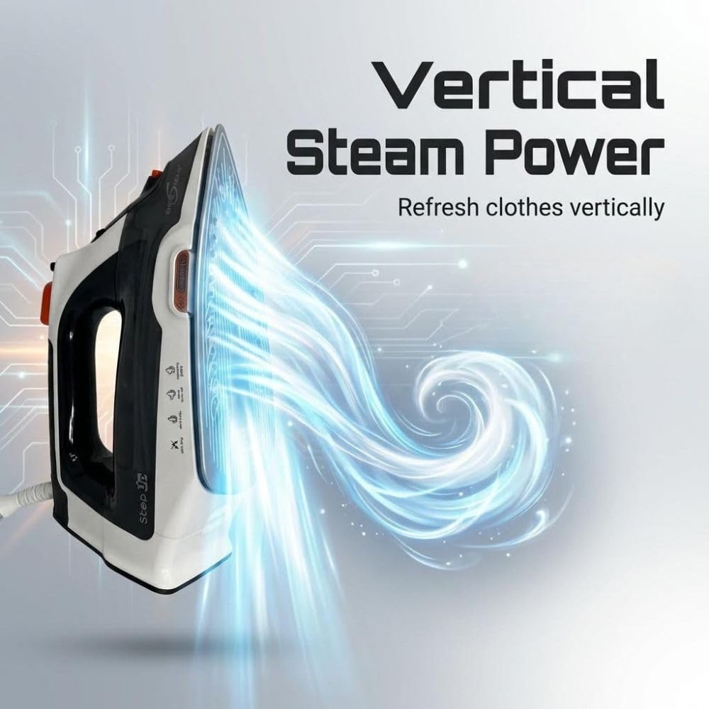 Eurosteam Step Up Bügeleisen – selbsthebendes Smart-Bügeleisen mit Keramik-Sohle – Auto-Lift-Sicherheit und intelligente Temperatur-Technologie für alle Stoffe – Bügeln neu konzipiert: intelligent