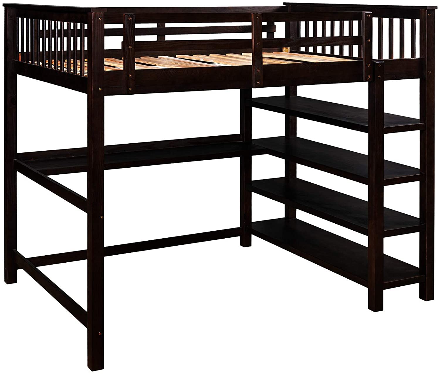 Buy Full Loft Bed with Desk, Virabit Loft Bed with Storage Shelf, Solid