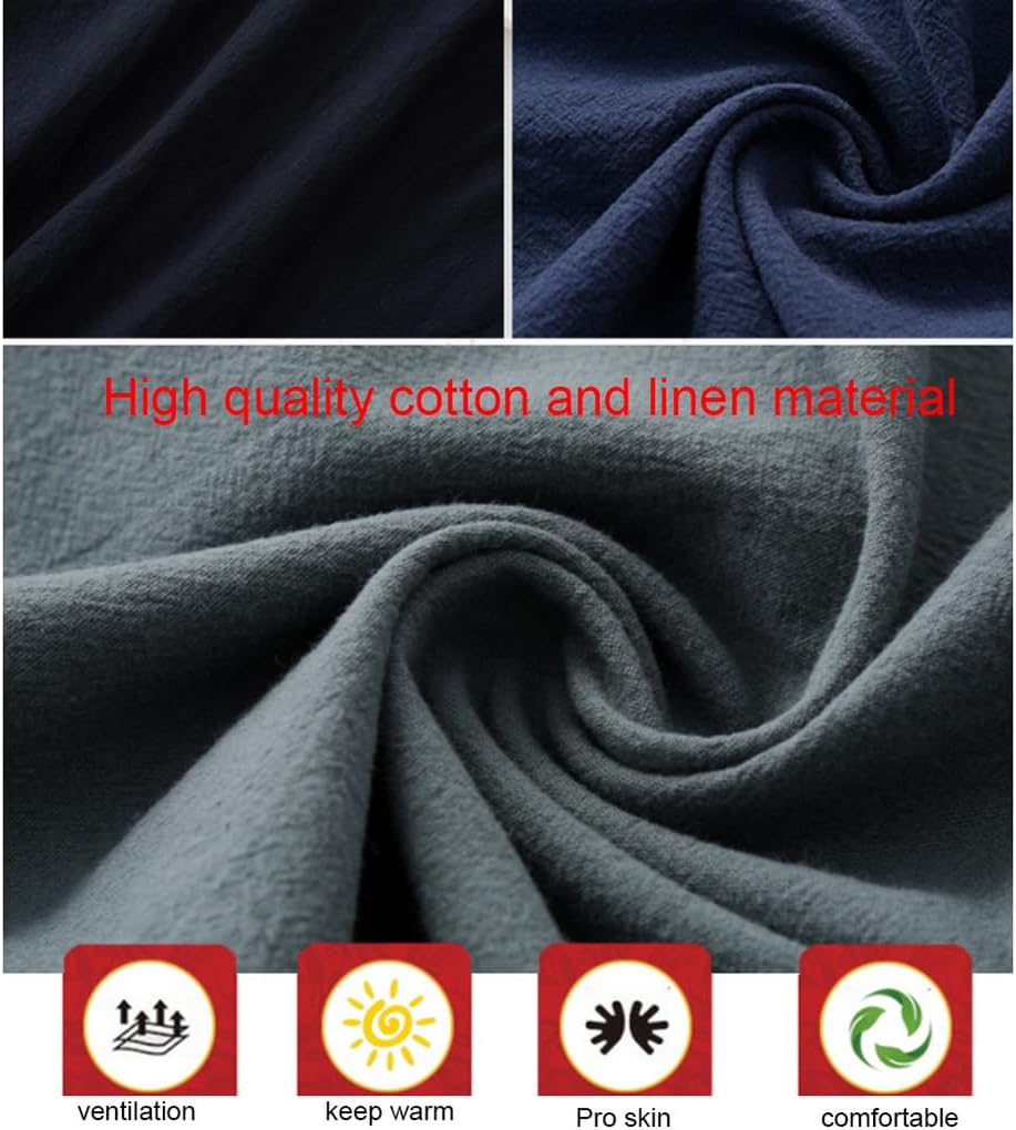 Cotton Linen Tai Chi Uniform Set Tang Suit Chinese Traditional Martial Art Long Sleeved Coat Tops Pants, black-6XL