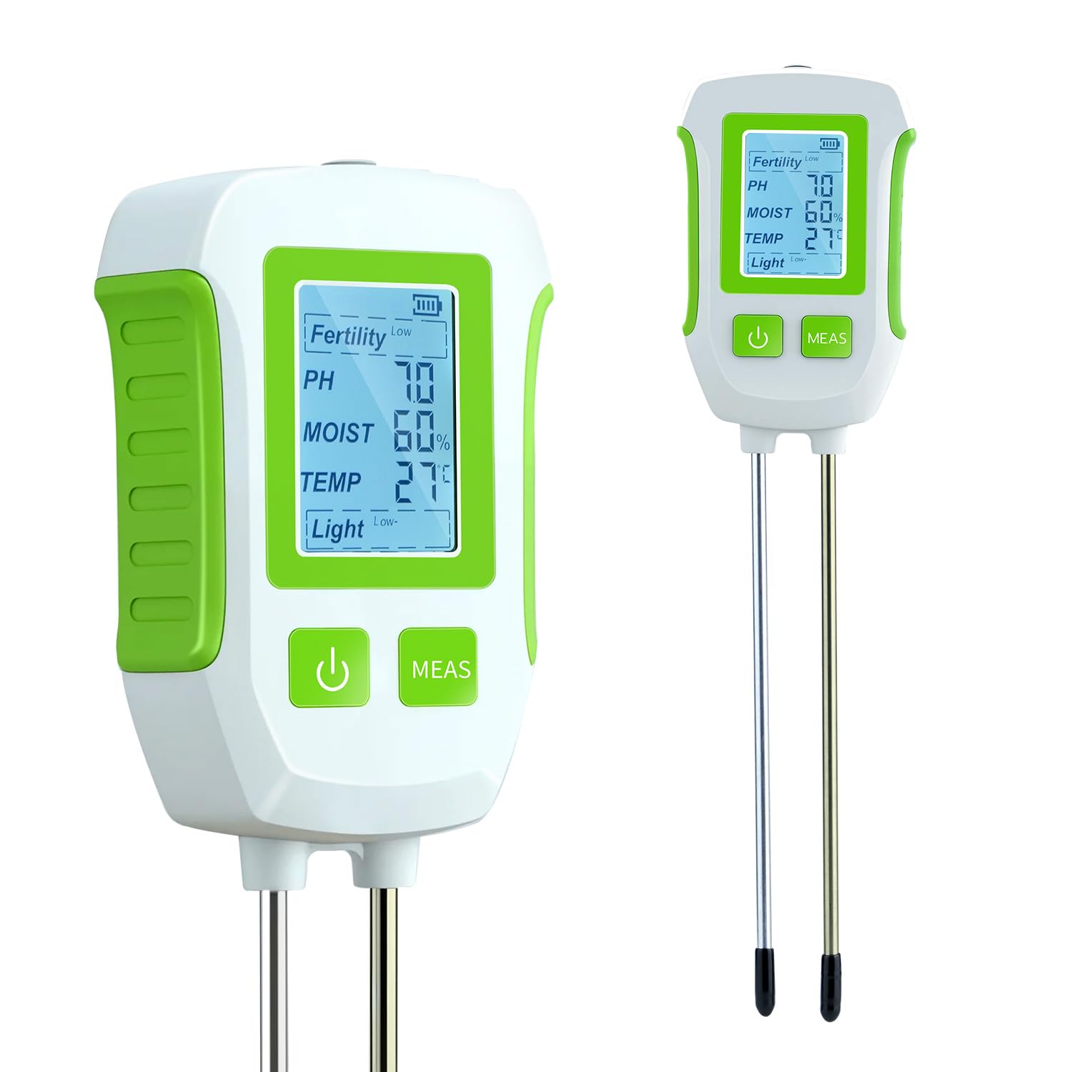 Mcbazel 5-in-1 Bodenmessgerät, Multifunktionaler Boden-Tester pH, Bodenfruchtbarkeit, Feuchtigkeit, Temperatur & Licht für Gärtner & Landwirtschaft, Dual-Probe-System mit LCD-Display, Auto-Abschaltung