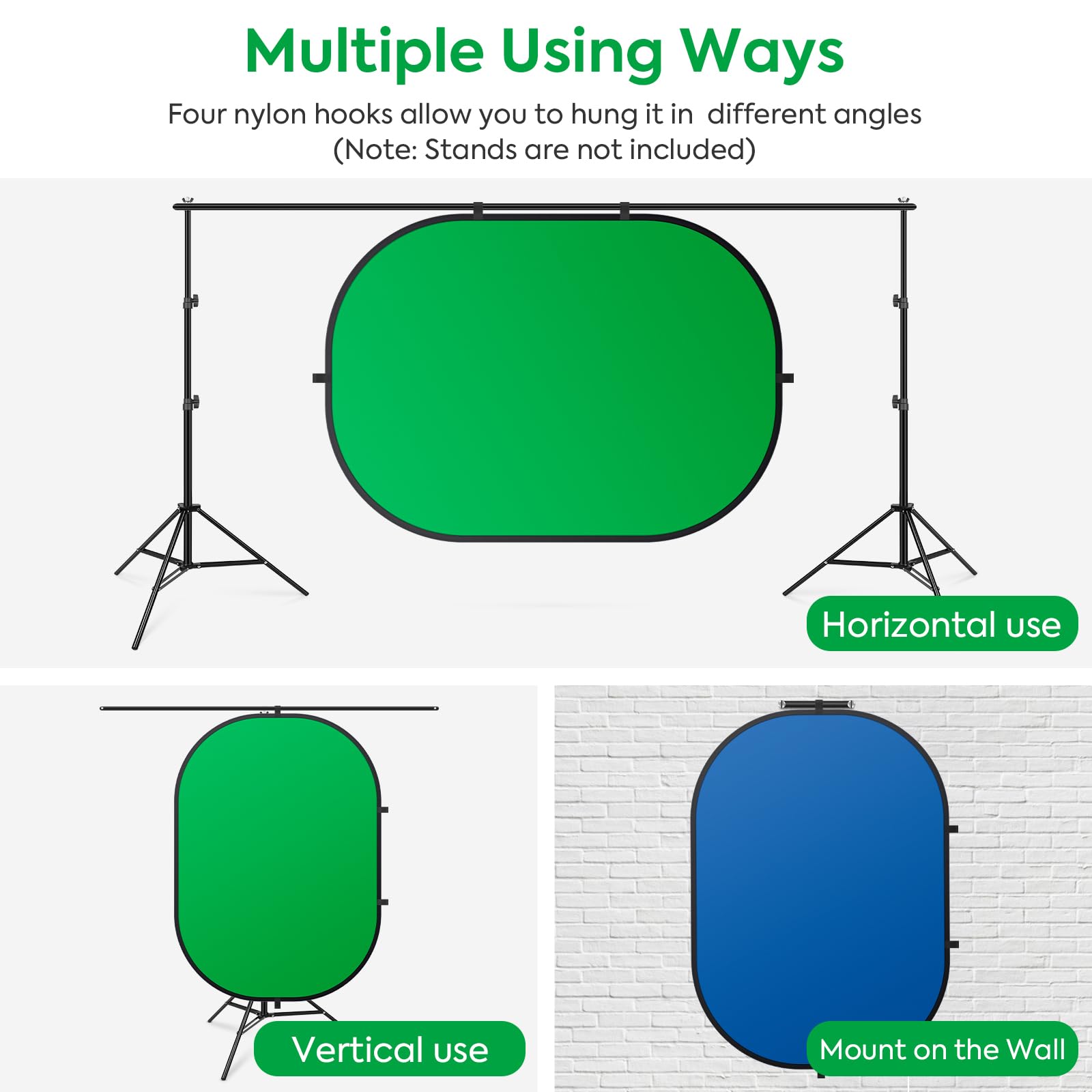 Sfondo verde 3 x 5ft/100 x 150 cm double face pop-up sfondo pieghevole blu schermo mussola chromakey schermo con borsa per il trasporto per studio fotografico, streaming, gioco