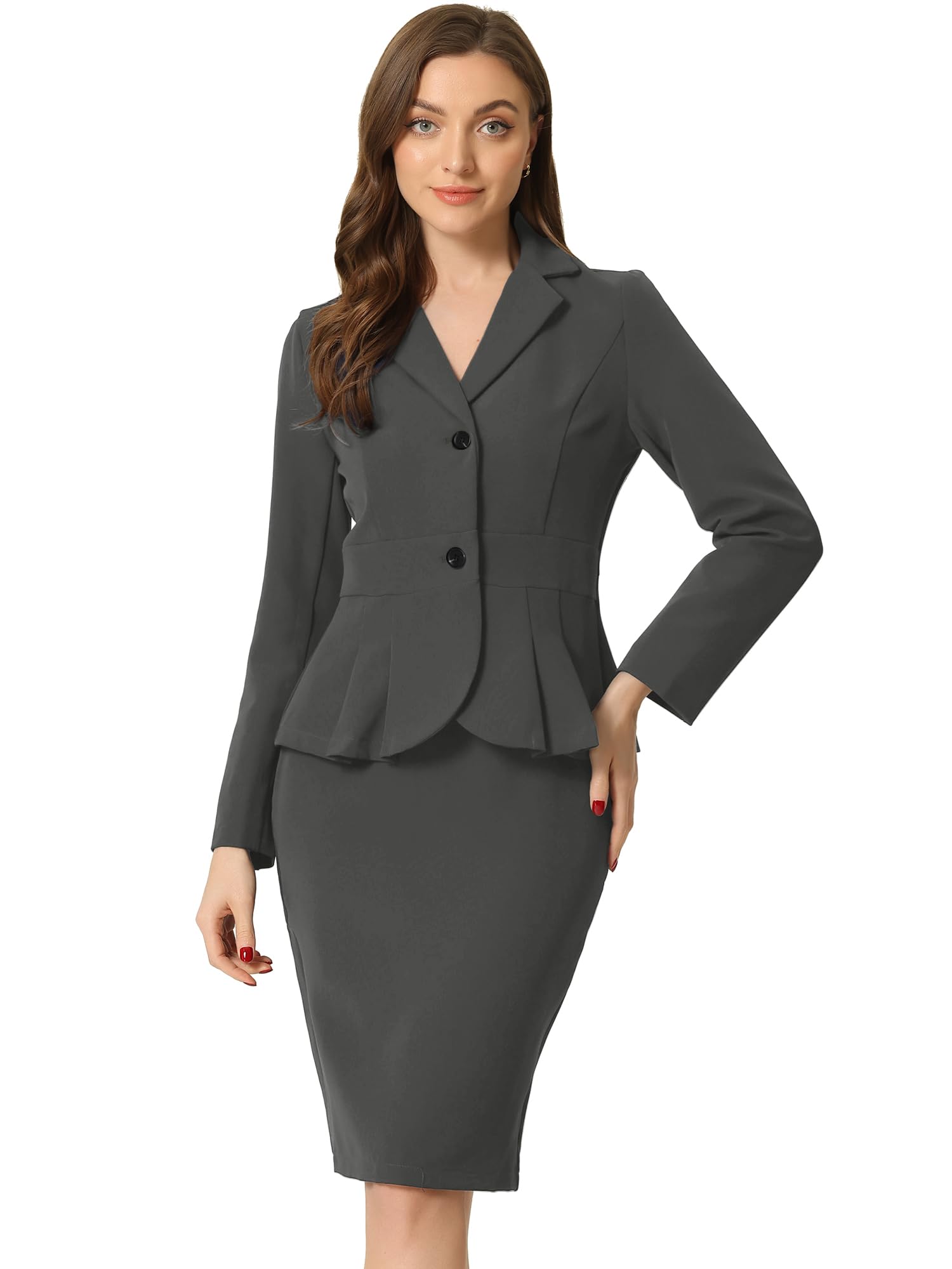 Allegra K Women 2 Piece Suit Skirt Sets Business Casual Outfits