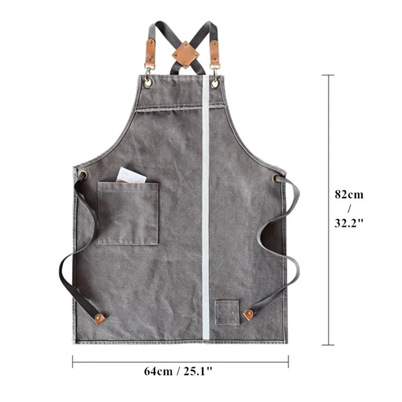 Delantal de lona con espalda cruzada for cafetería, barista, barman, pastelero, chef, restaurante, uniforme, florista, jardinero, pintor, tatuador, ropa trabajo para Soldadura, Herrero