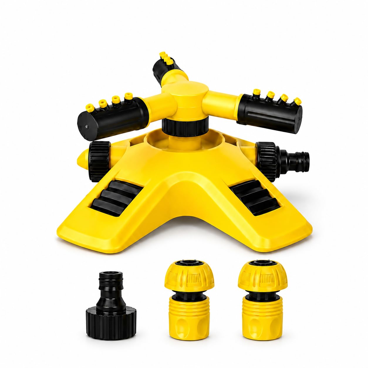 4Pcs Sprinklers for Lawns, 360 Degree Automatic Rotating Sprinkler, Four Piece Garden Irrigation System, Complete Set for Lawns Flowers and Vegetable Patches