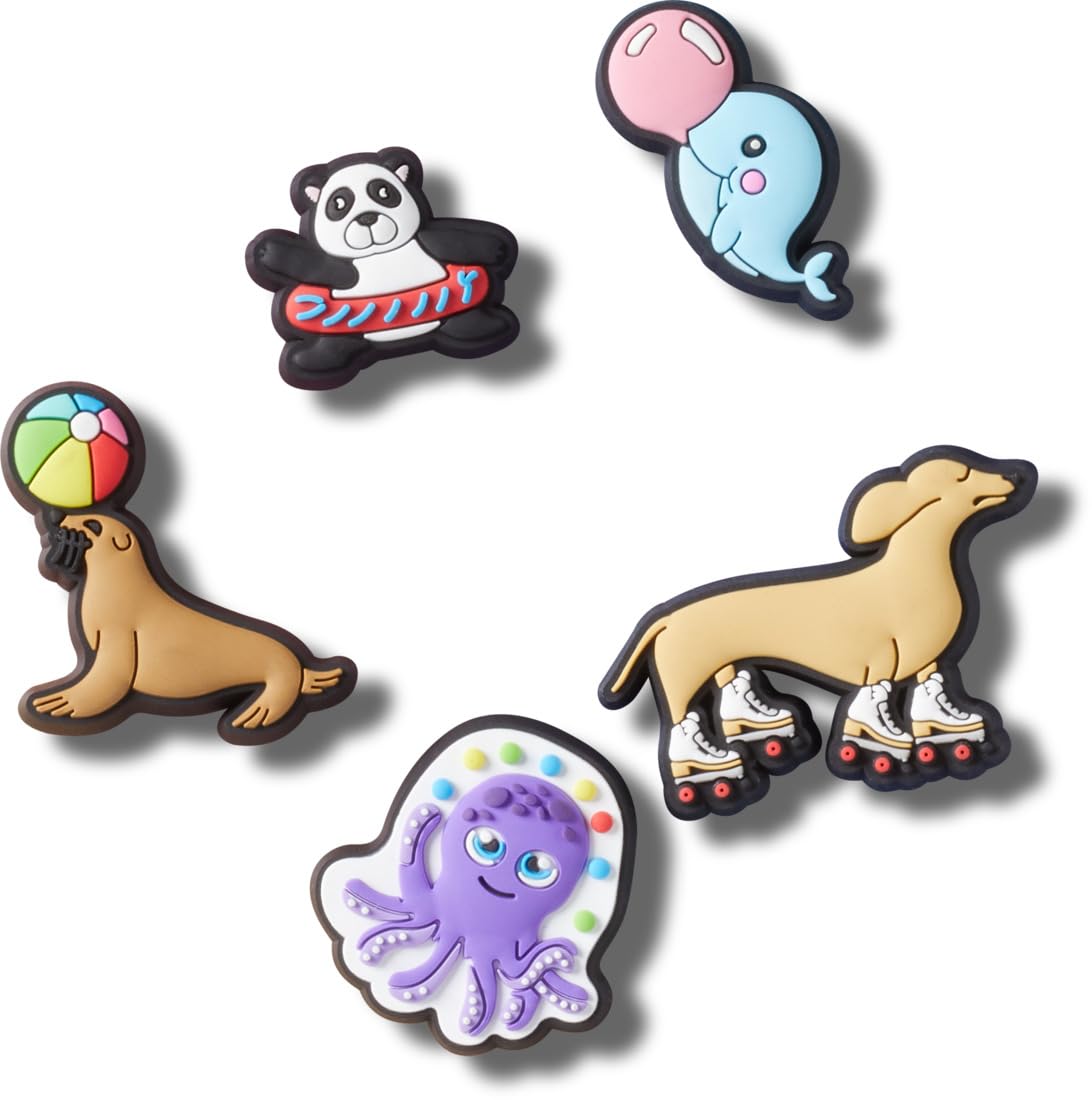 Crocs Girls Multi 'S Fun Animal Friends Jibbitz™ Charm 5 Pack In Colour - Size: One Size, Kids