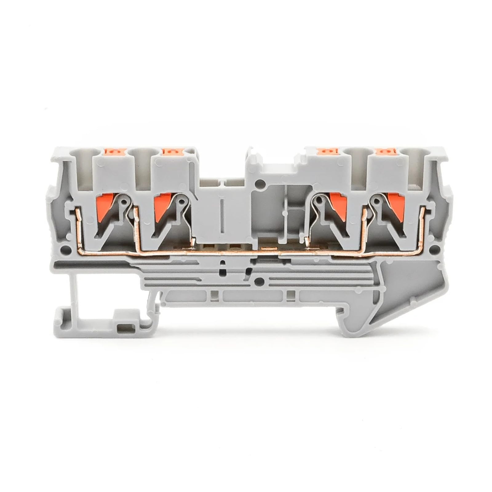 50 Stück 4-Draht-DIN-Schienenklemmenblock, 2,5 mm², Federklemme, kompakter industrieller elektrischer Steckverbinder(PT-2.5-QUATTRO-BLUE)