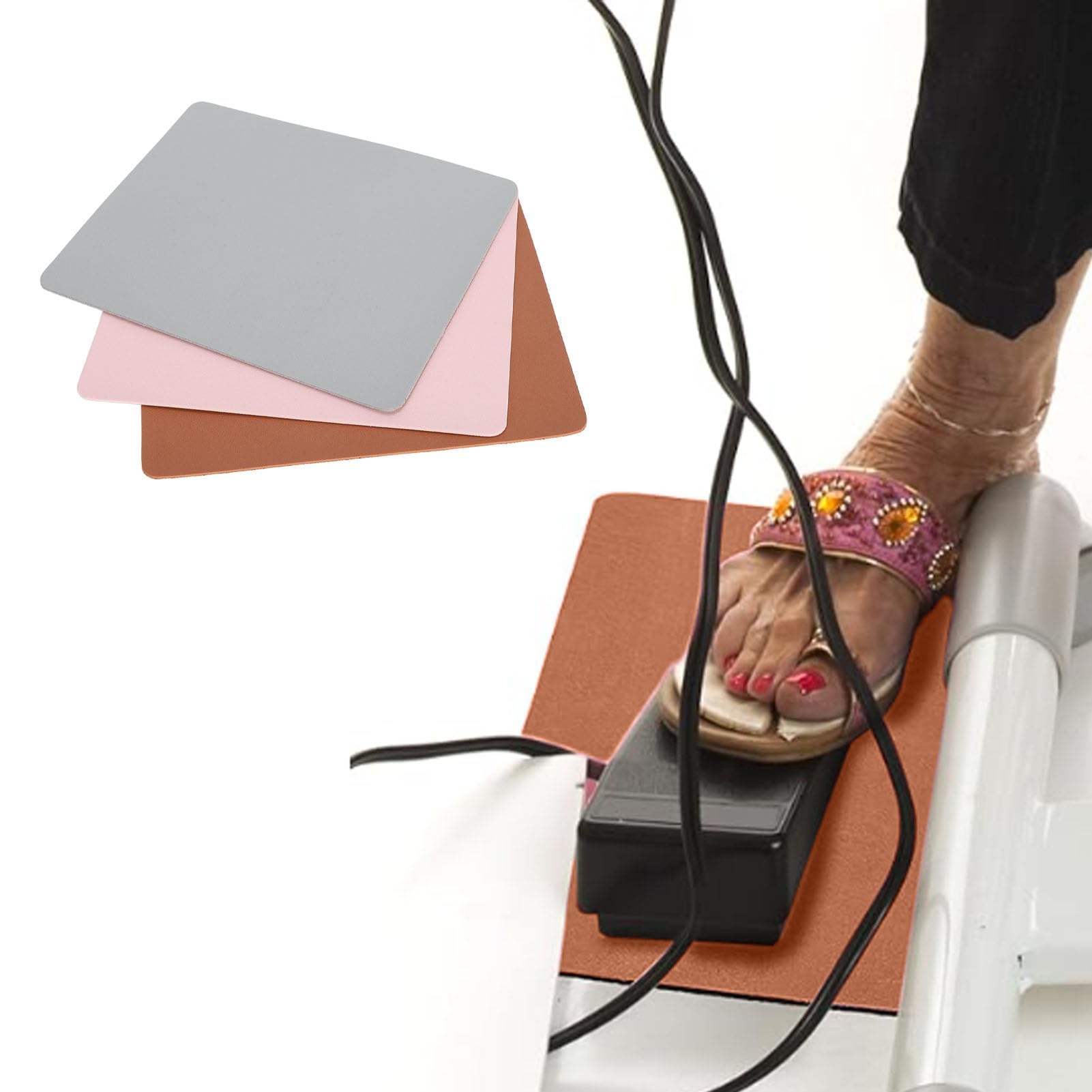 Tapis de pédale de machine à coudre lot de 3 en caoutchouc noir antidérapant