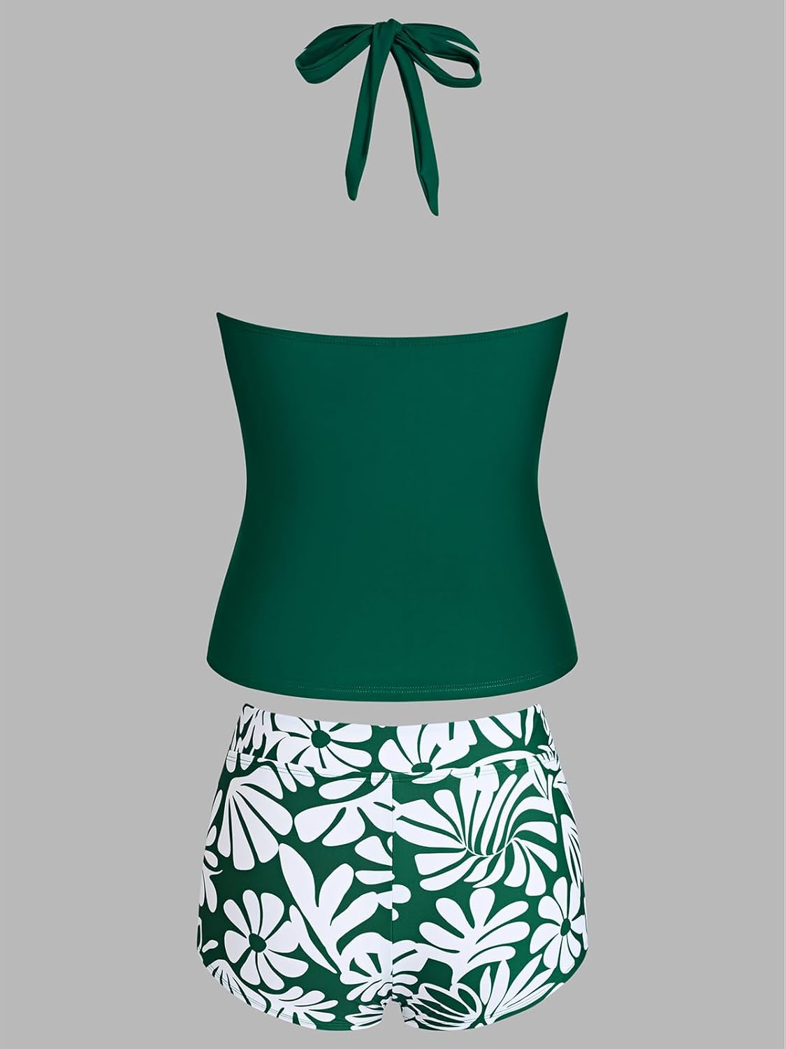 CUPSHE Women's Tankini Sets Two Piece Swimsuit High Waisted Halter V Neck Bathing Suit Adjustable Straps Shorts