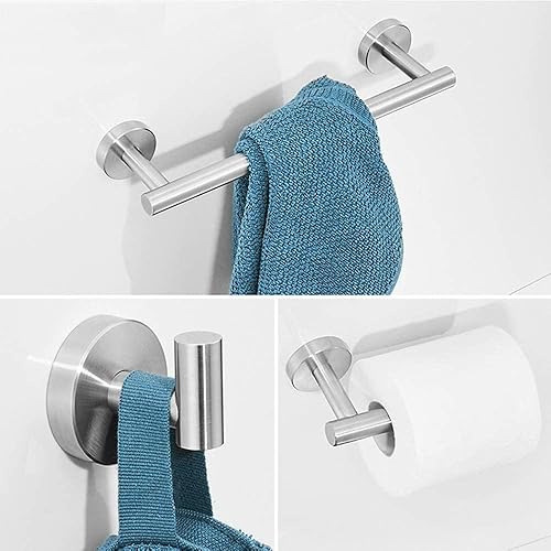 Miniatura 6 de Kit de accesorios de baño de 3 piezas, accesorios de baño plateados cepillados, acero inoxidable SUS304, montaje en pared, incluye barra de toalla