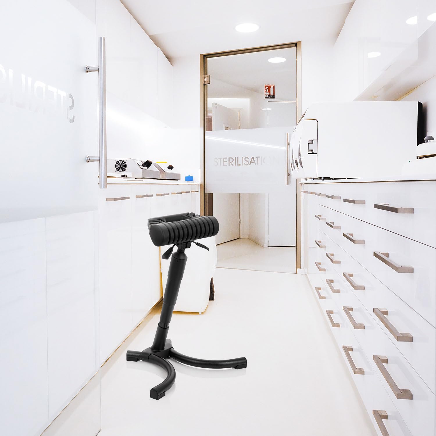 Tabouret Assis-Debout Top Work 33 Similicuir Noir Mousse Métal