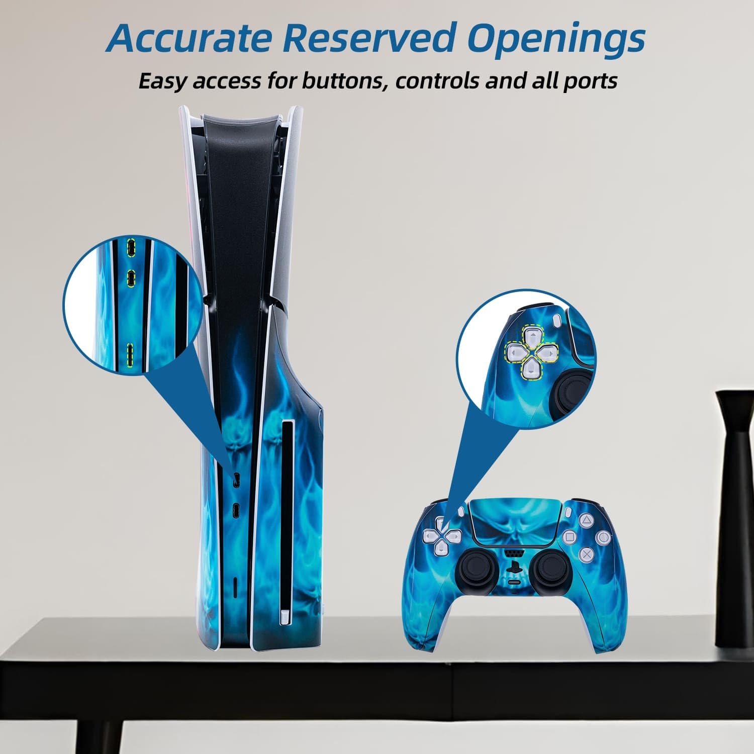 Mcbazel Calcomanías de la Serie Pattern Pegatinas de Vinilo Solo para PS5 Slim Disc Edition - Azul Llama