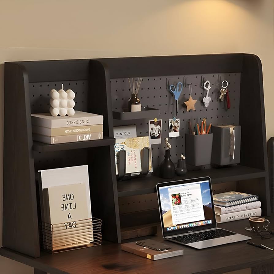 卓上 机上ラック 木製 有孔ボード付 大容量 デスク上置棚 収納ラック 多機能 Amazon.co.jp: Hoshinoi 卓上ラック 机上ラック 木製 有孔ボード