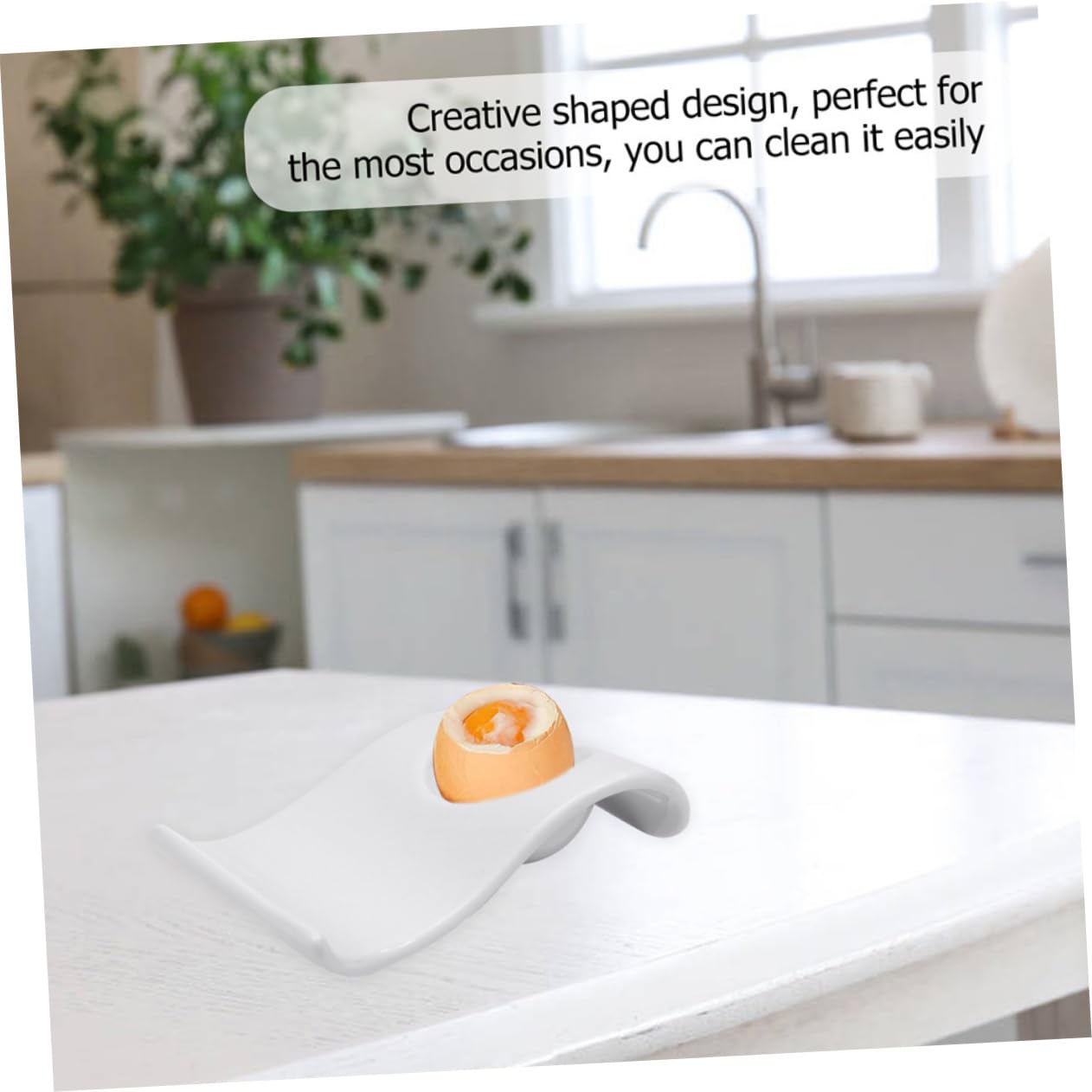 Ipetboom 6pièces Support à Œufs Céramique Blanc Ondulé Pratique Et Résistant Plateau De Rangement Anti-dérapant pour Œufs Coque pour Table Et Déjeuner
