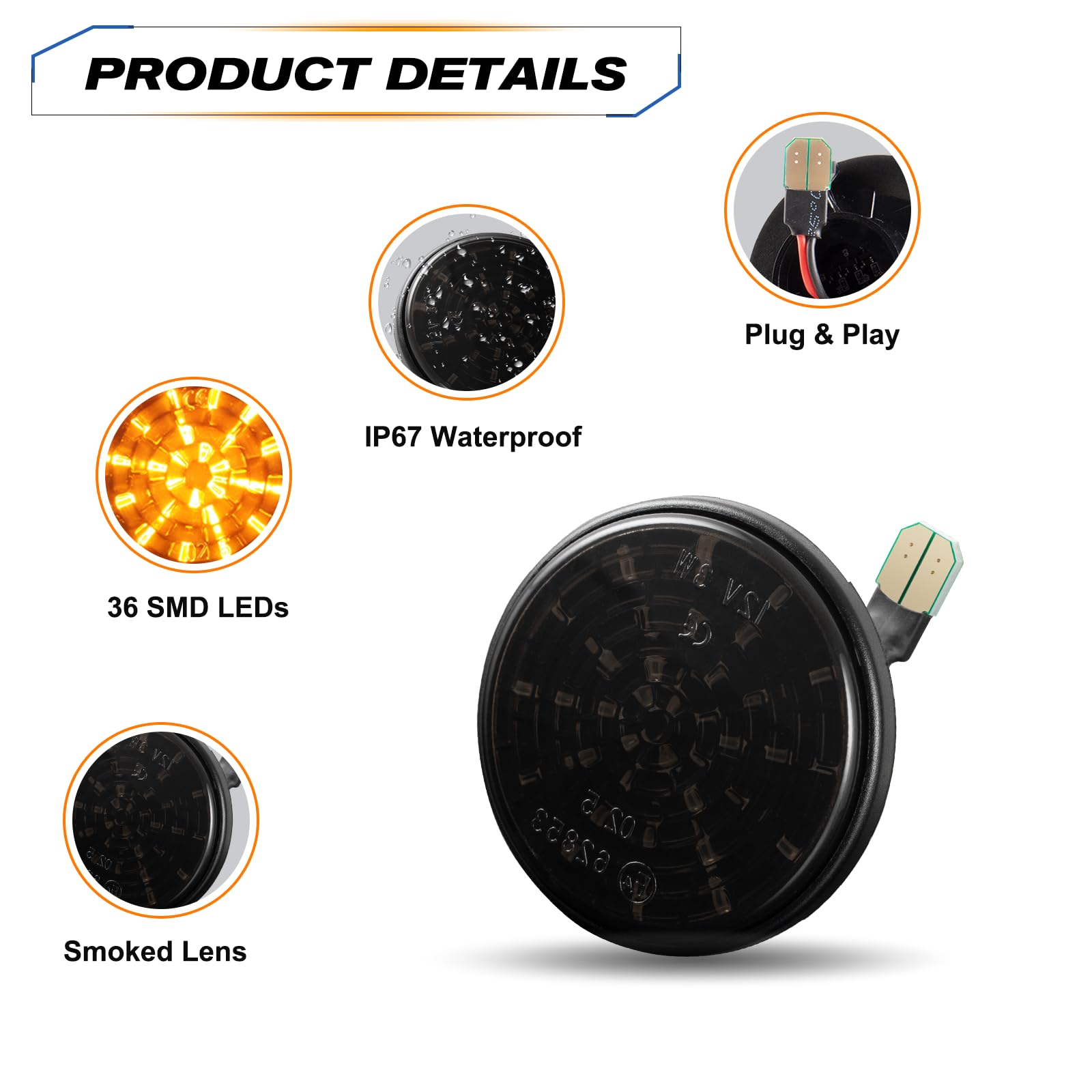 POPMOTORZ LED Luci laterali, 2 Pezzi LED Frecce Laterali con Canbus Senza Errori 4014 SMD Indicatori di Direzione per MX-5 1989-2015, Nero