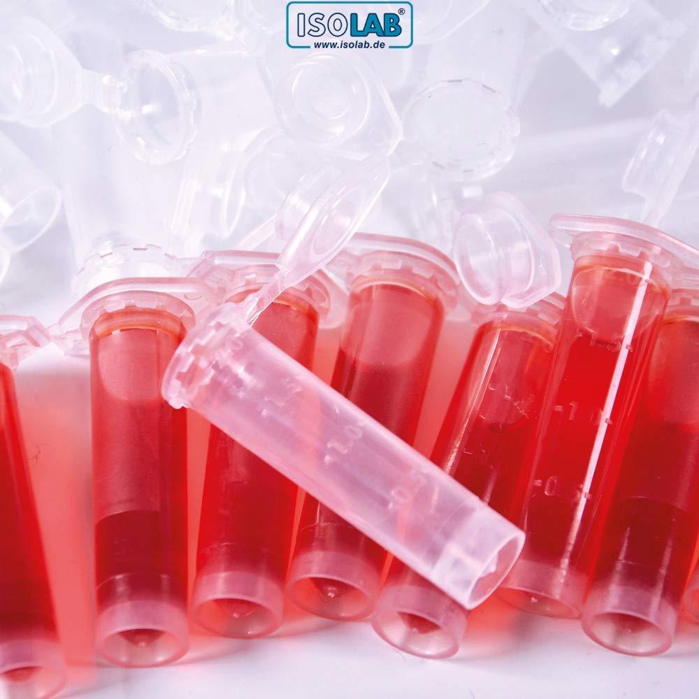 ISOLAB Lot de 500 tubes à centrifuger gradués avec couvercles à clipser - En polypropylène - 2 ml