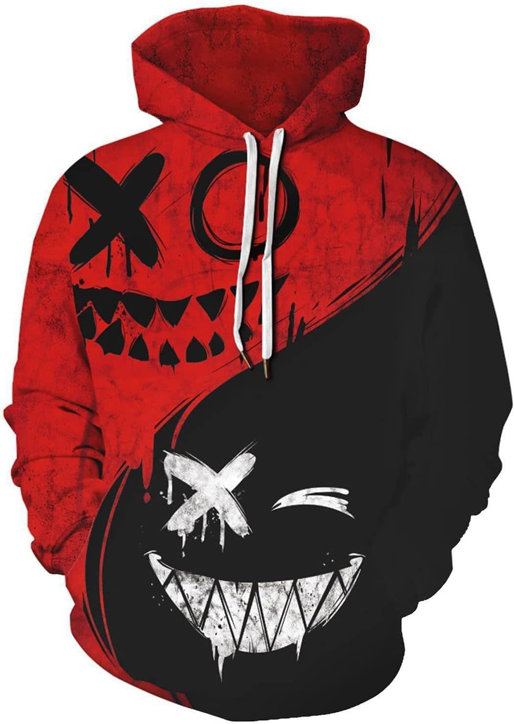 Mens Hoodies Pullover Graphic Design 3D Cool Novelty Long Sleeve Hooded Sweatshirts with Pockets