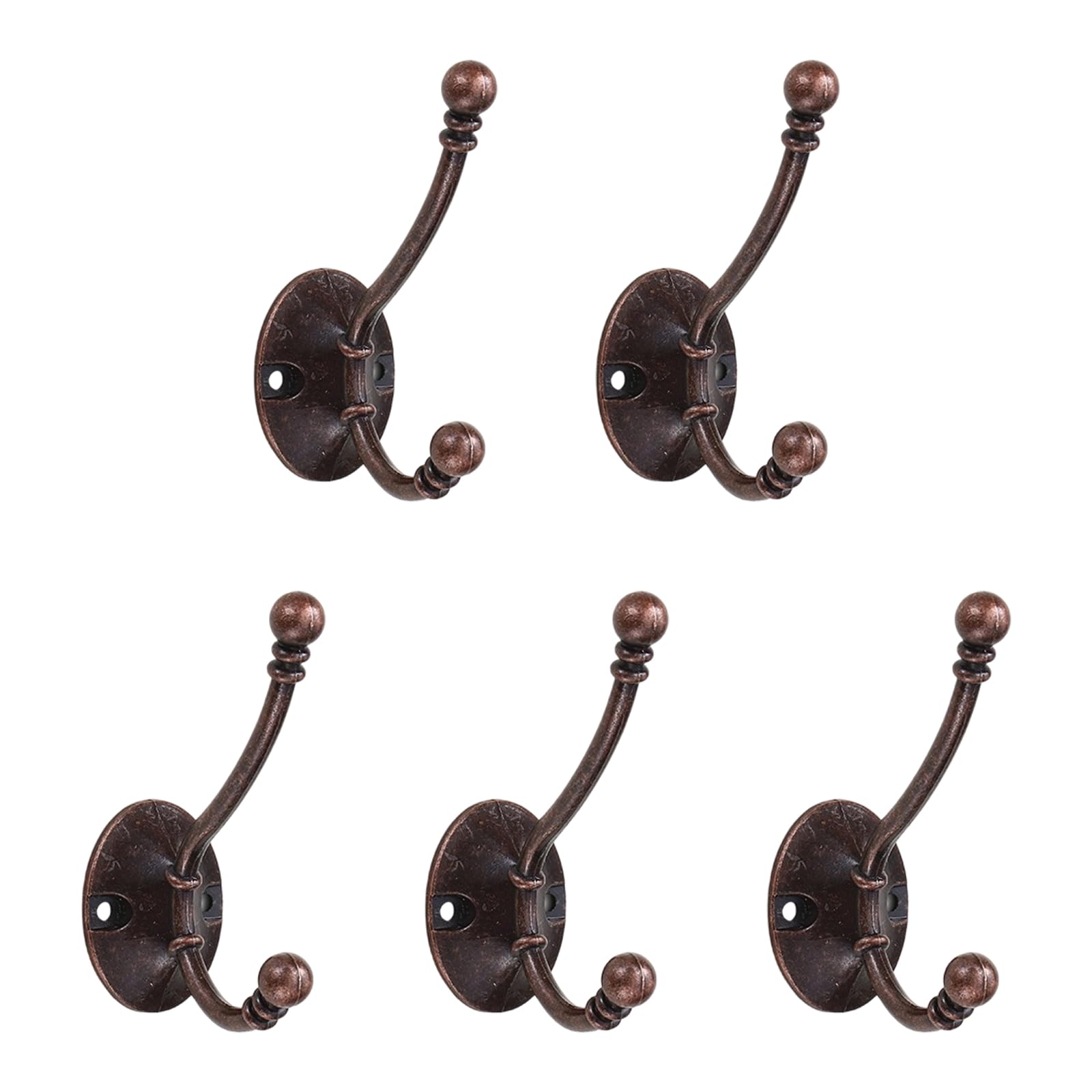Deuqqd Red Bronze 5 Piece Modern Single Hook Set Strong Alloy Hook Decorative Hooks For Towels & Clothes Hanging