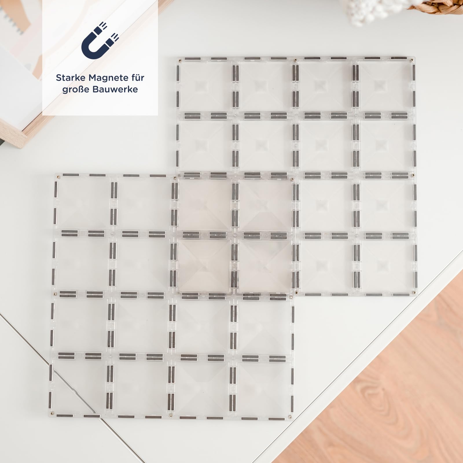 CONNETIX Magnetbausteine Klar Grundplatten-Pack, 2 Stück