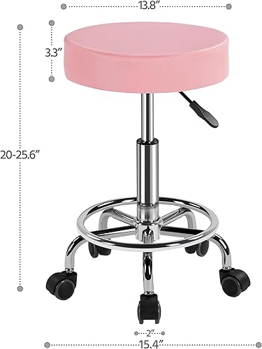 Miniatura 3 de Yaheetech Taburete giratorio para salón de belleza, taburete de dibujo ajustable, taburete de spa de masaje con asiento acolchado de piel sintética,