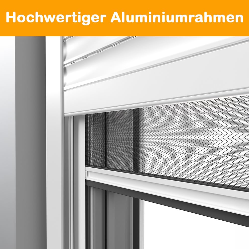Plisseefenster 100 x 120 cm weiß, Fliegengitter Fenster Plissee ohne Bohren, Insektenschutz Fensterrahmen, Mückenschutz, Alurahmen, UV-beständig