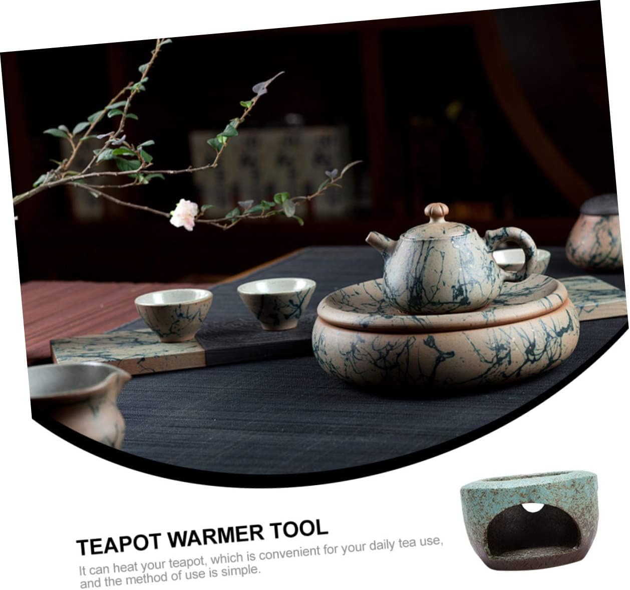Retro Teapot Warmer Heat-Resistant Ceramic Base Teapot Heater Accessory Tea Heating Tool