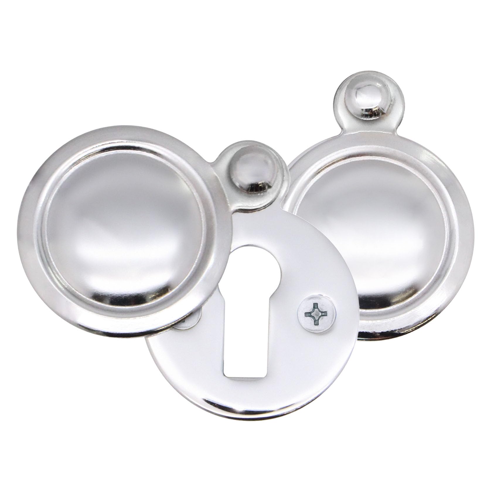 Eai Polished Chrome Victorian Keyhole Covered Escutcheon For Front Doors 35Mm | Pack Of 2