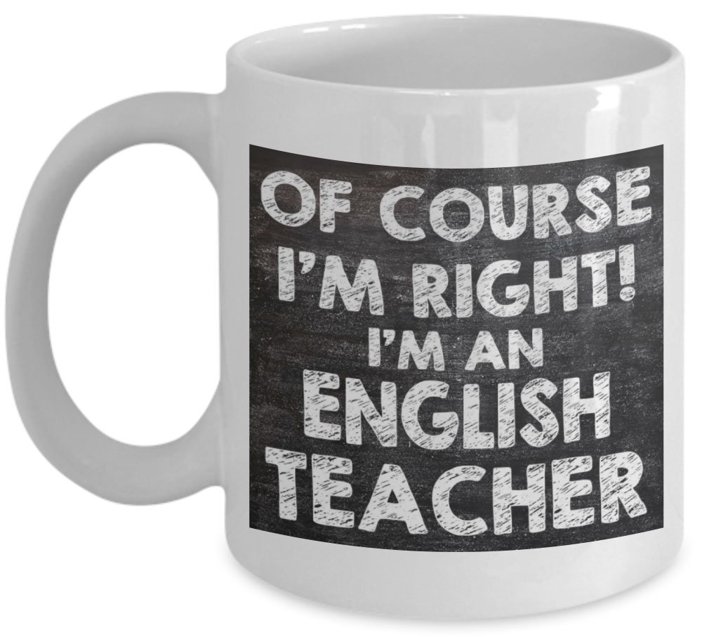 Shaniztoons White School English Teacher Novelty Gift Mug