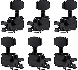 SAPHUE 3+3 Semi-closed Guitar Tuners String Tuning Pegs Keys Machine Heads Set for for Acoustic or Electric Guitar (Black)