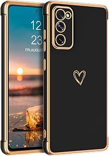 BENTOBEN Samsung S20 FE Case Galaxy S20 FE Case Cute Heart Pattern Plating Soft Silicone TPU Bumper Shockproof Protective Women Girls Flexible Anti Slip Case for Samsung Galaxy S20 FE 4G/5G, Black