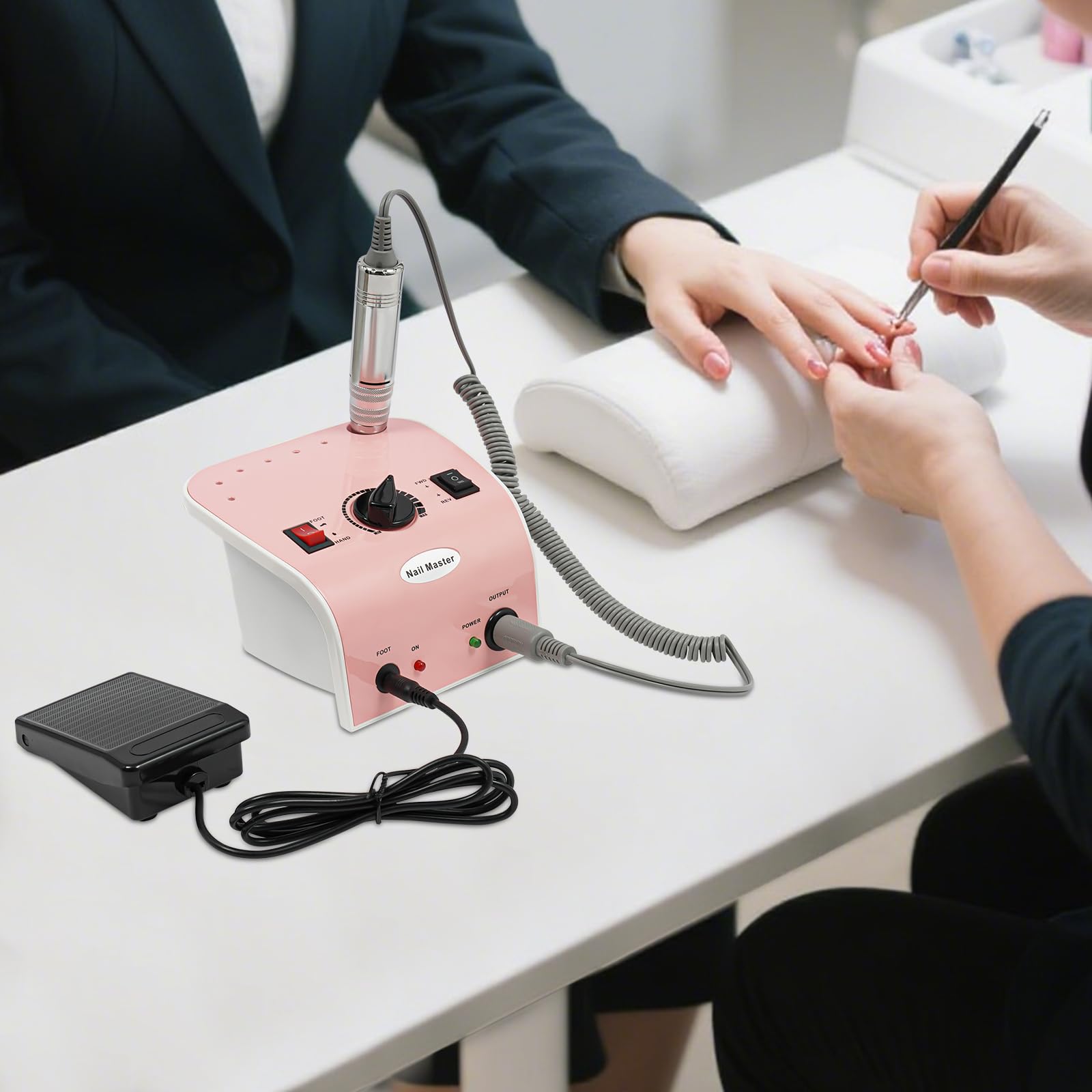 Fresa de uñas eléctrica 35 W 35000 rpm lima de uñas fresadora para el cuidado de las uñas y lijado, pulido, cuidado, máquina de perforación de uñas con 5 taladros, pedal
