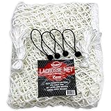 Velocity 7MM Heavy Duty White Lacrosse Net - Fits Regulation Goal - Weatherproof, UV Resistant 1000d High-Strength Polyester - Comes with 100+ Feet of Lacing Cord and 4 Quick Ties.