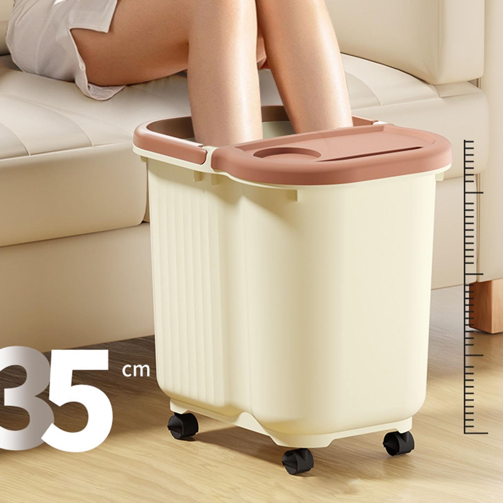 Pediluvio, Bacinella per Pedicure, Bacinella per Massaggio Ai Piedi, Realizzata in Polipropilene, Comoda E Antiscivolo Maniglia, Ideale Come Regalo O, Beige, L with Wheels