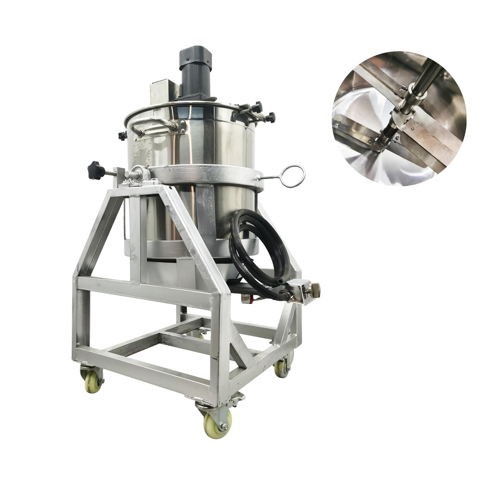 INTSUPERMAI Heating Mixing Machine Commercial Cooking JKettle Heating Stainless Steel 50L Commercial Sauce Heat Blender Gas-cooking Mixer Tomato Paste Chilli Sacuce Mixing Machine 110V