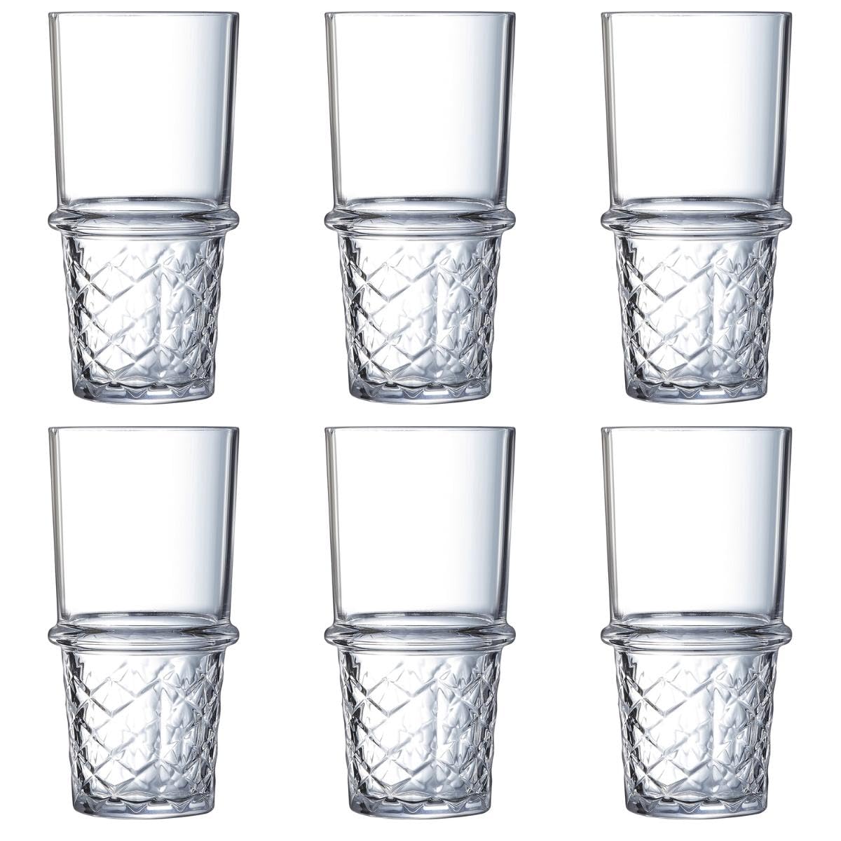 Arcoroc ARC N4136 New York Drinking Glass, Water Glass, Juice Glass, 400 ml, Glass, Transparent, Pack of 6