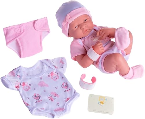 Miniatura 2 de Newborn Nursery - Set de regalo de 8 piezas de ajuar de muñeco bebé Azul sonriente., Rosa/Rebel Fun., Rosa afroamericano, Rosa sonriente