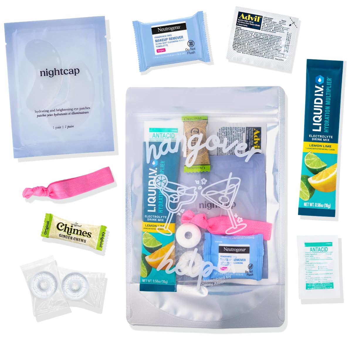 Hangover Kit (1 Pack) Pre Filled Party Favors, Goodie Bags, Gift for Bachelorette, Wedding, 21st Birthday, Girls Trip and All Celebrations