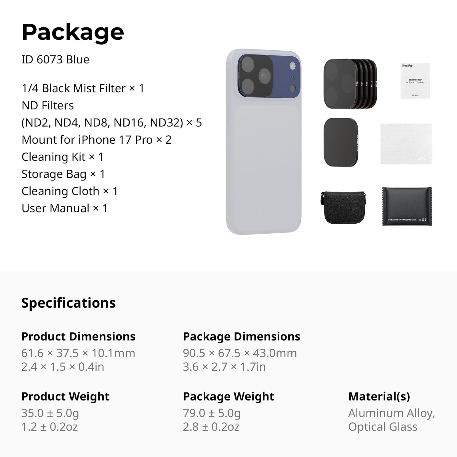 Amazon | SmallRig iPhone 17 Pro用 スクエアNDフィルター＆ブラック