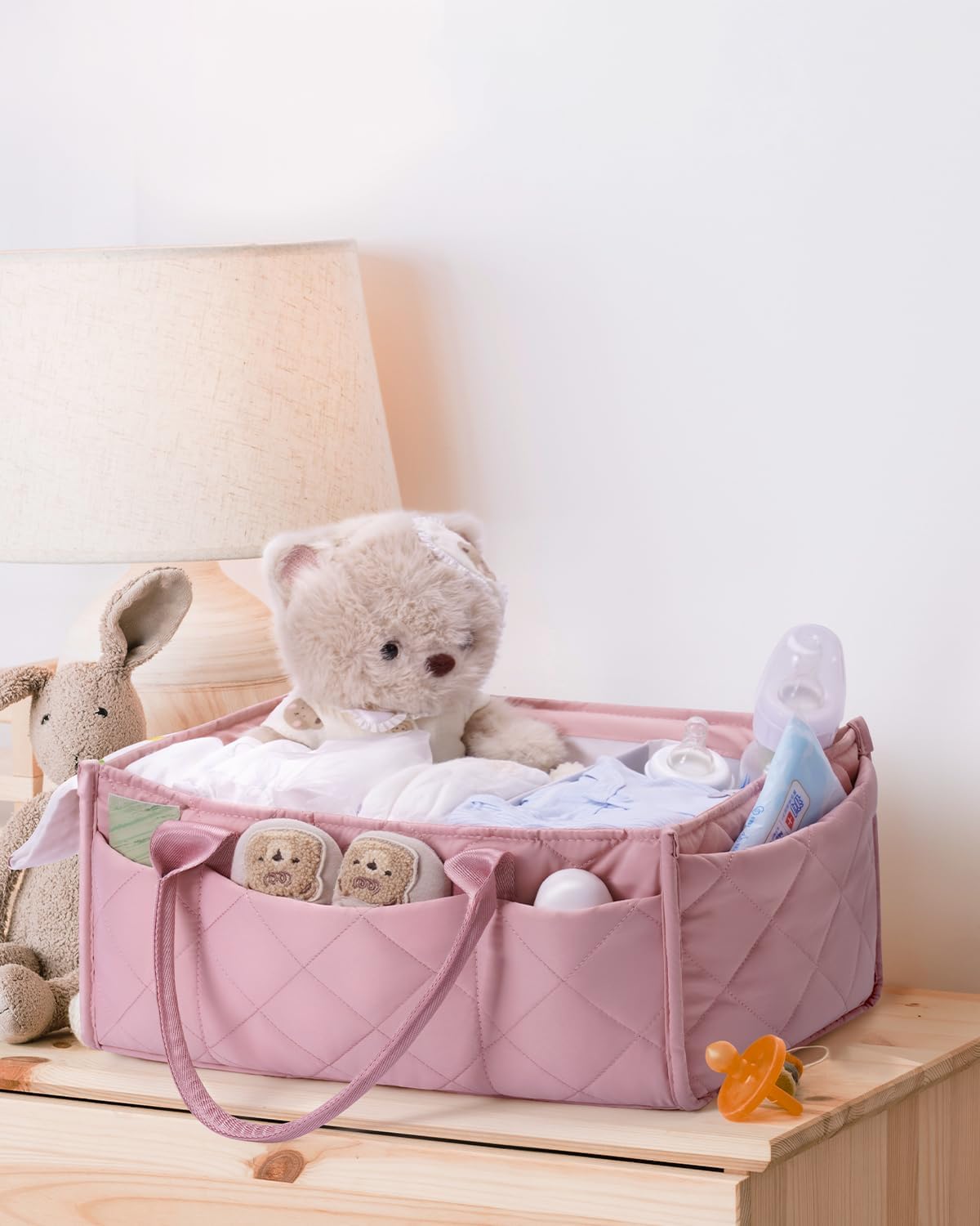 CEI-CEI Baby Diaper Caddy Organizer with Handle, Large Portable Nursery Storage Basket for Newborn Essentials, Changing Table and Car Organizer, Gift for Baby Shower