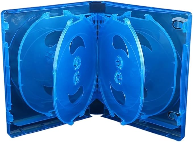 Blue Plastic CD DVD Storage Box for MEDIA Holder, Lightweight Organizer for Blu-ray, Game Cases Compact Portable Case Scratch Protection 17 x 13.3cm, Holds 10 Discs