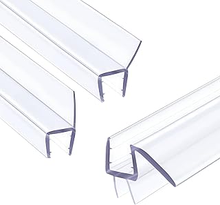 Shower Door Seal Strip Kits Set of 3 Polycarbonate Include 2 PCS 76" Side Seals and 1 PCS 36" Bottom Seal for 3/8"(10mm) Thick Glass