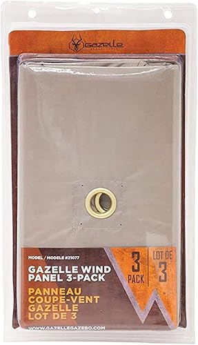 Miniatura 5 de Gazelle Tents, GA104 - Paquete de 3 paneles de viento de glorieta portátiles, paneles de privacidad, arena del desierto