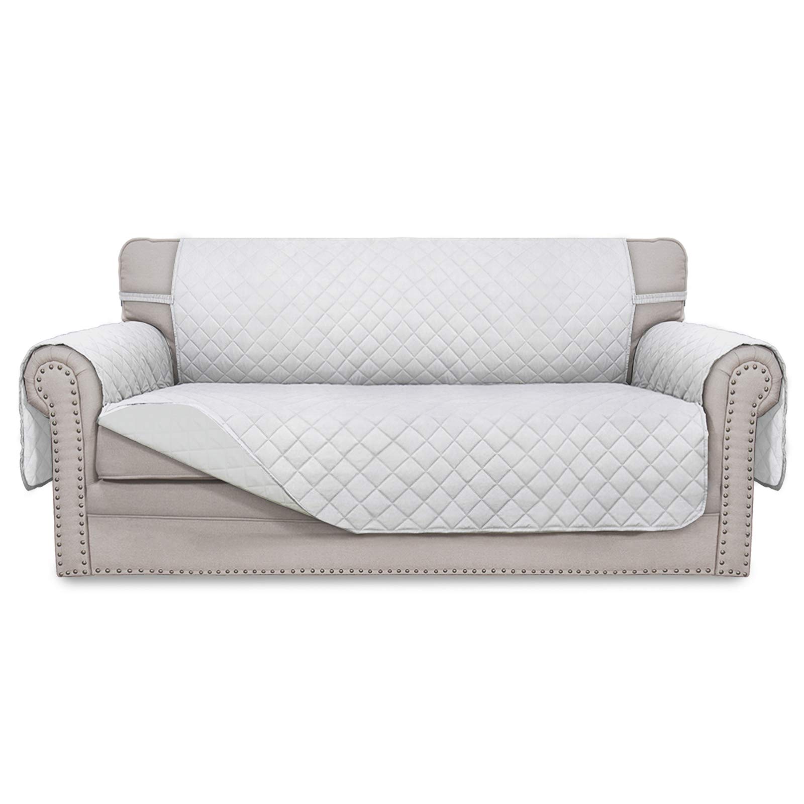 Easy-Going Reversible Couch Cover, 2 Cushion Sofa, White/White