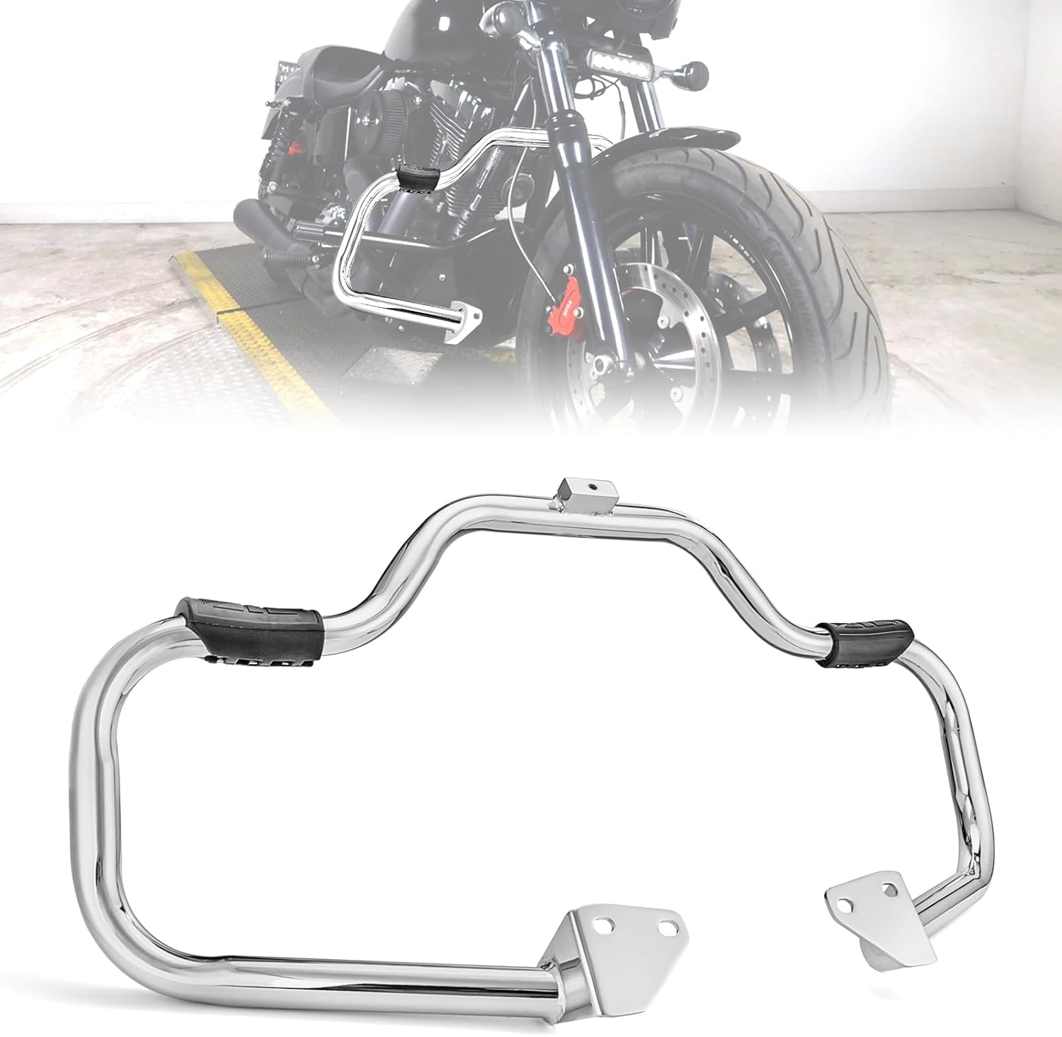 WSays 1 1/4" Engine Guard Mustache Highway Crash Bars Compatible with Harley Dyna Fat Bob Street Bob Low Rider Super Glide Wide Glide Switchback 2006-2017